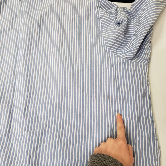 Woman Within Striped Button Up Top Size 2X Blue Capsule Nautical Preppy Classic - Picture 9 of 16